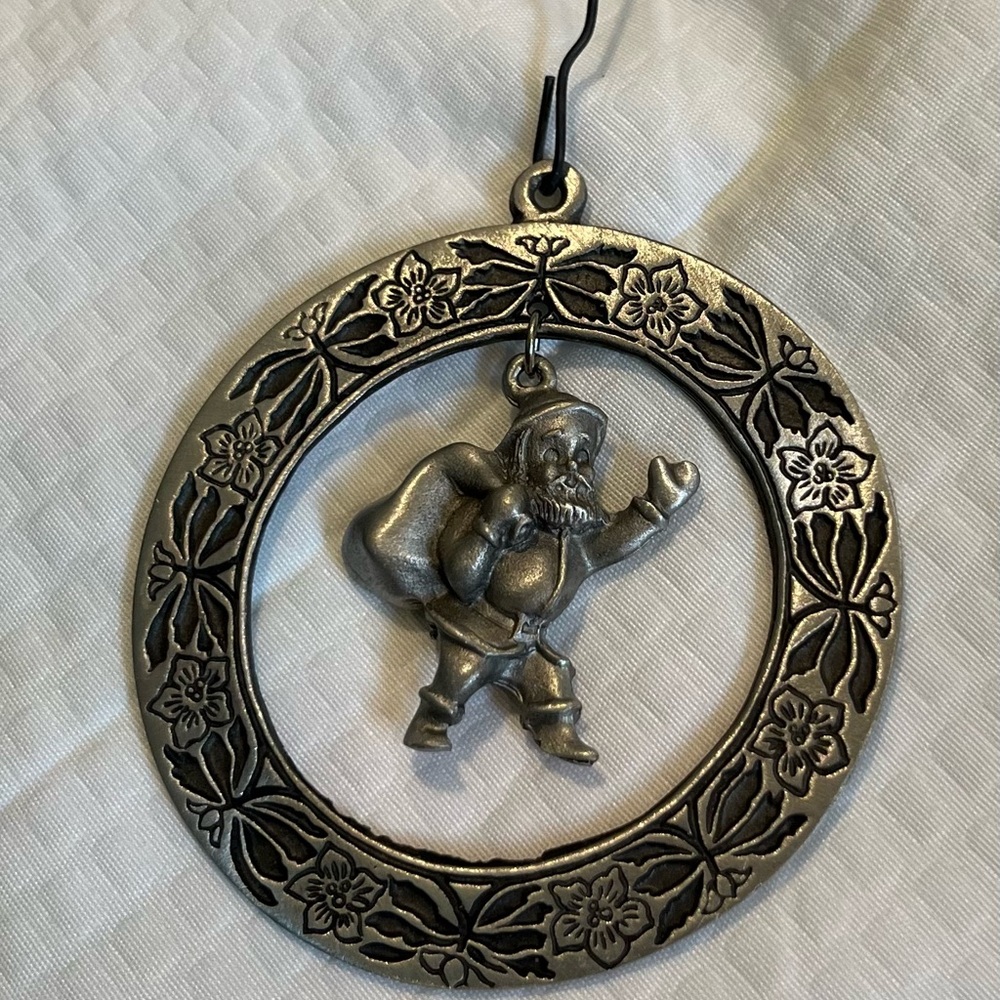 Silver Pewter Santa Christmas Ornament